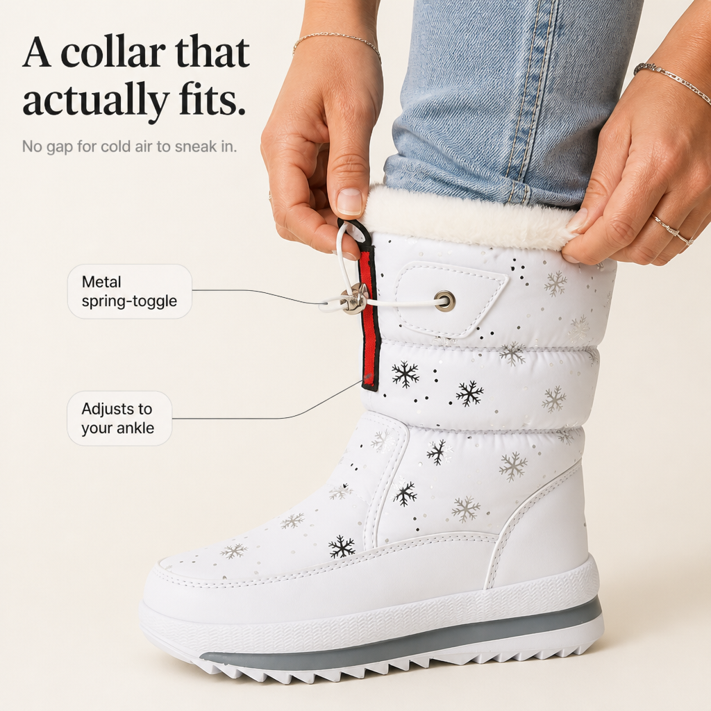 Women's Snowflake Print Plush-Lined Winter Boots