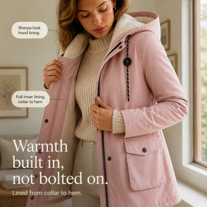 Women's Long Hooded Lined Parka Coat