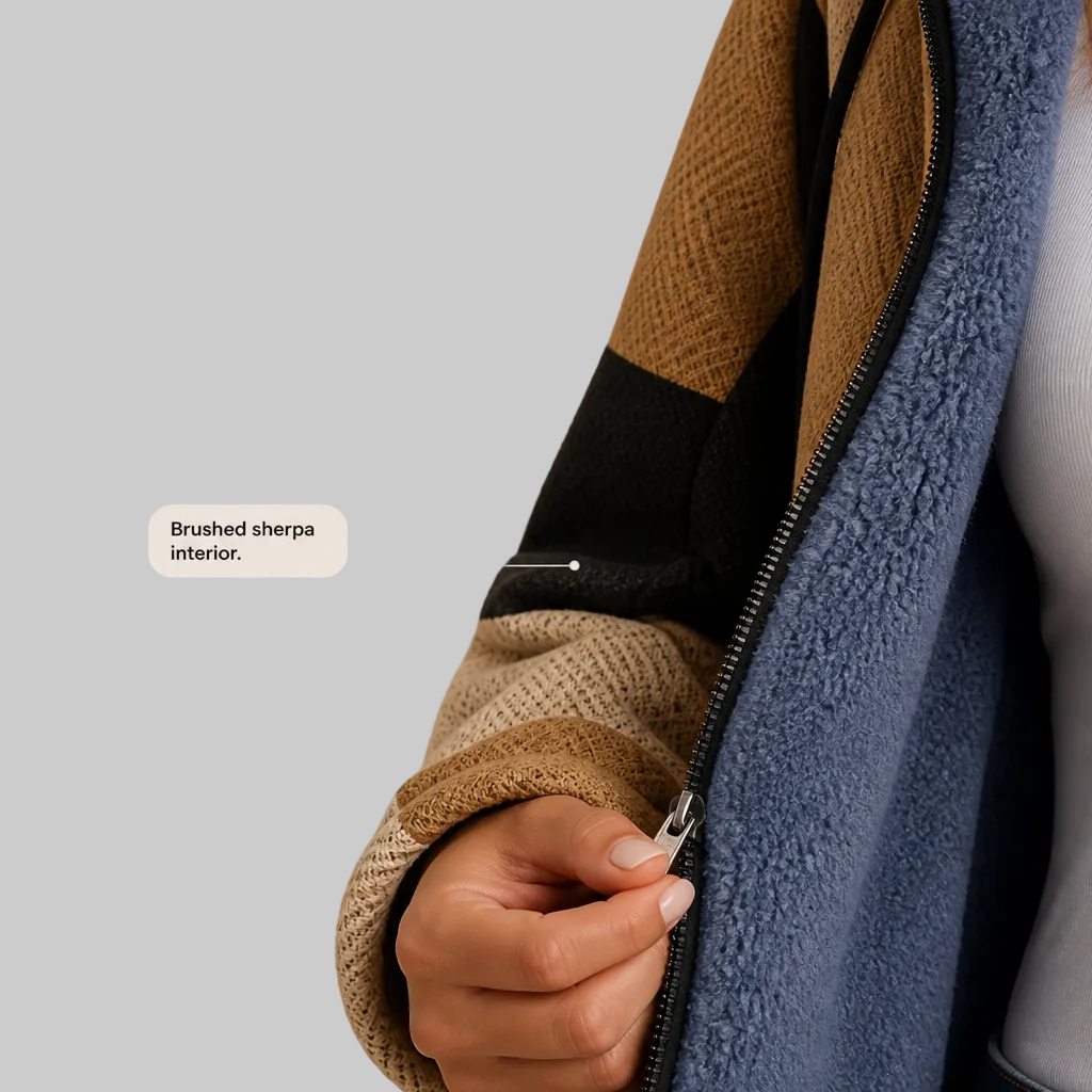 Geometric Colour-Block Hooded Jacket