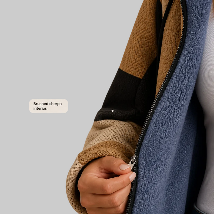 Geometric Colour-Block Hooded Jacket
