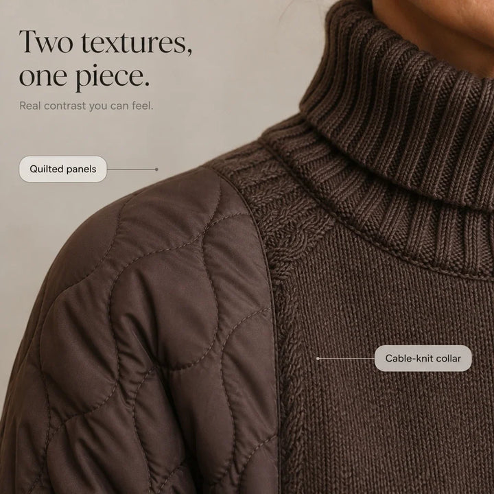 Women's Quilted Panel Knit Turtleneck Jumper