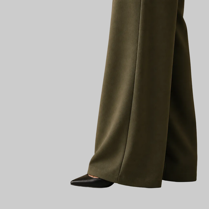 Pleated High-Waisted Wide-Leg Trousers