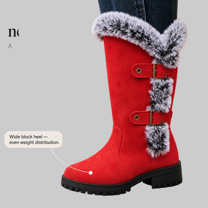 Fur-Trimmed Suede Knee-High Winter Boots
