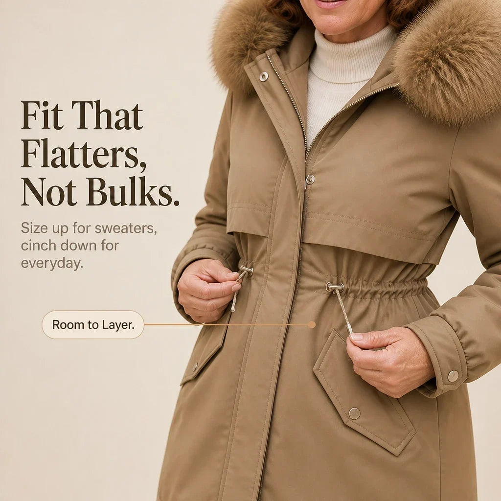 Women's Plush-Lined Hooded Mid-Length Parka