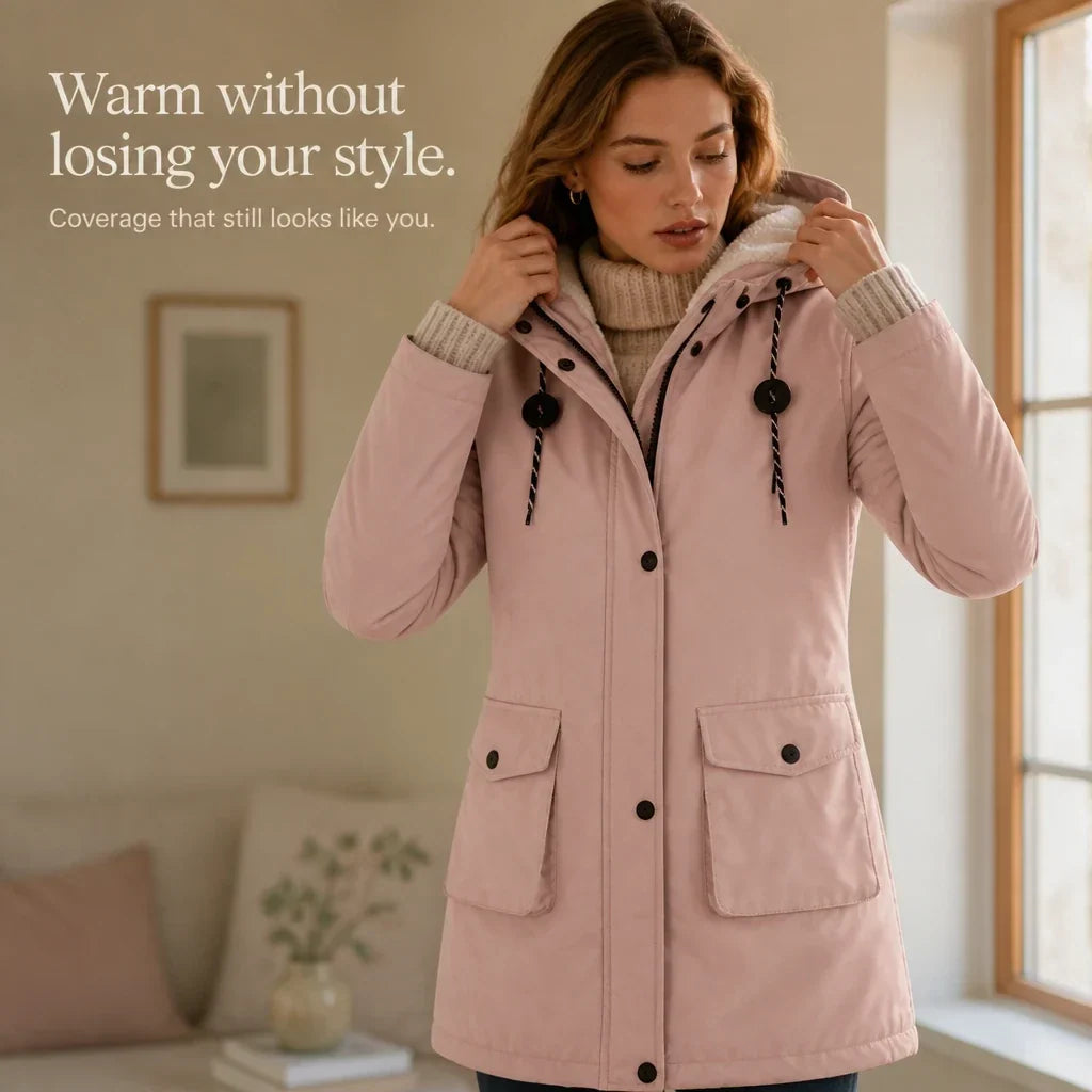 Women's Long Hooded Lined Parka Coat