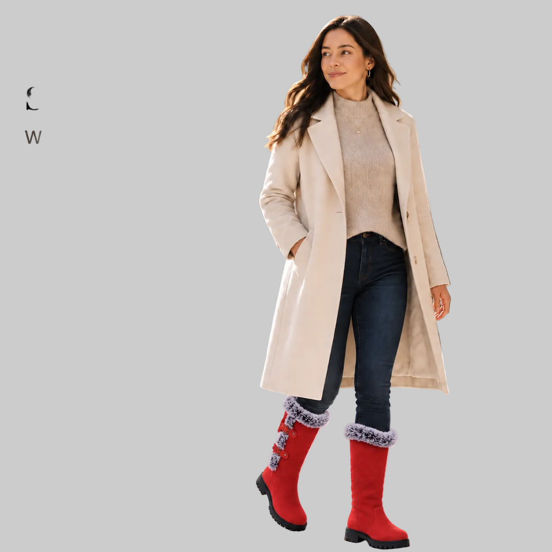 Fur-Trimmed Suede Knee-High Winter Boots