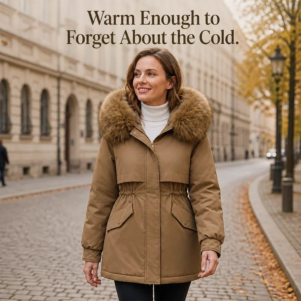 Women's Plush-Lined Hooded Mid-Length Parka
