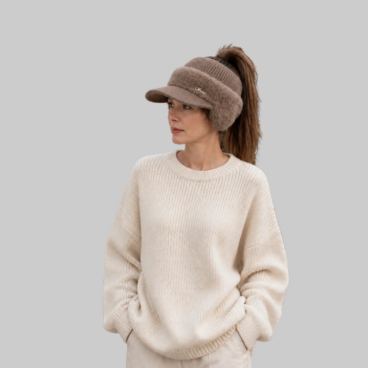 Open-Crown Knitted Ponytail Beanie