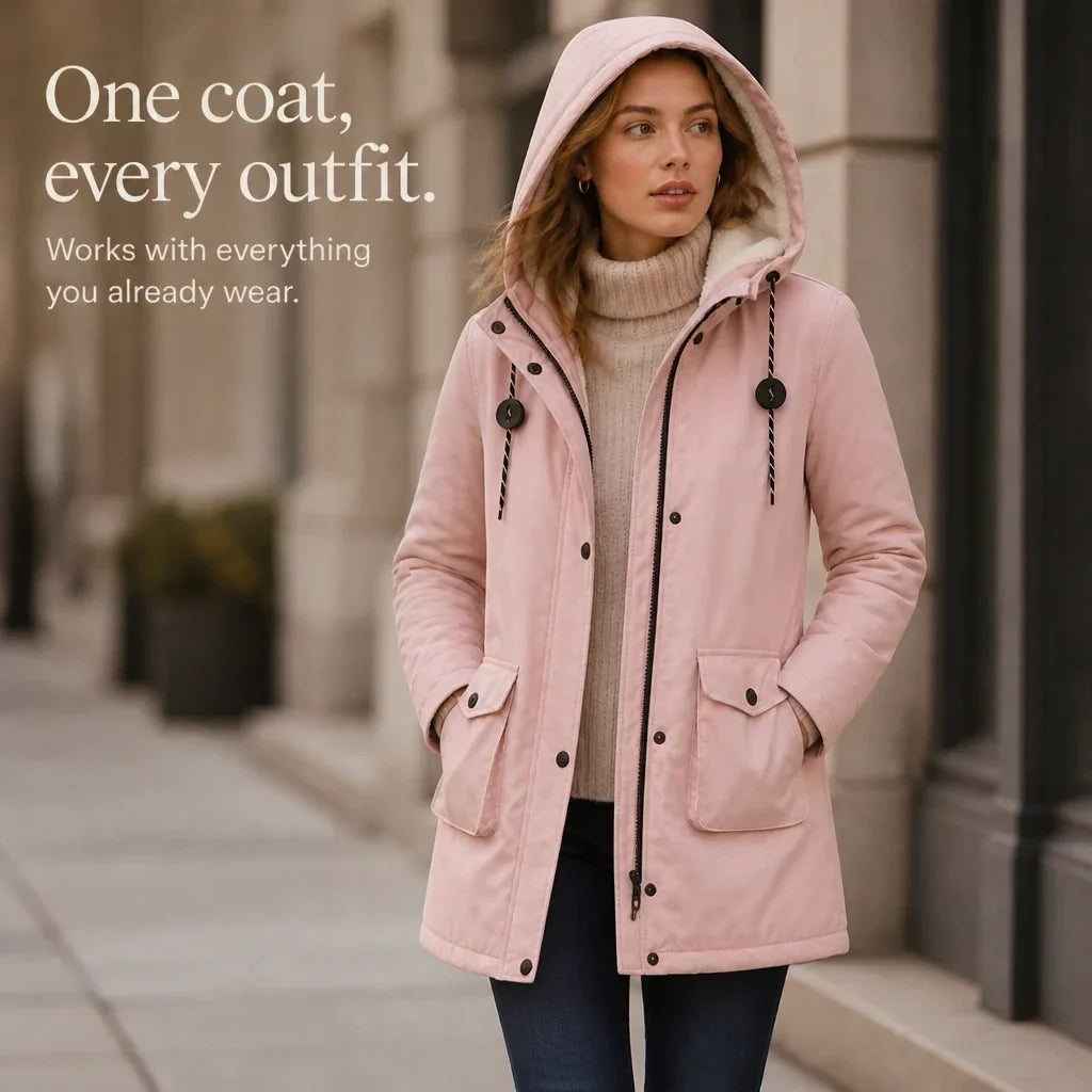 Women's Long Hooded Lined Parka Coat