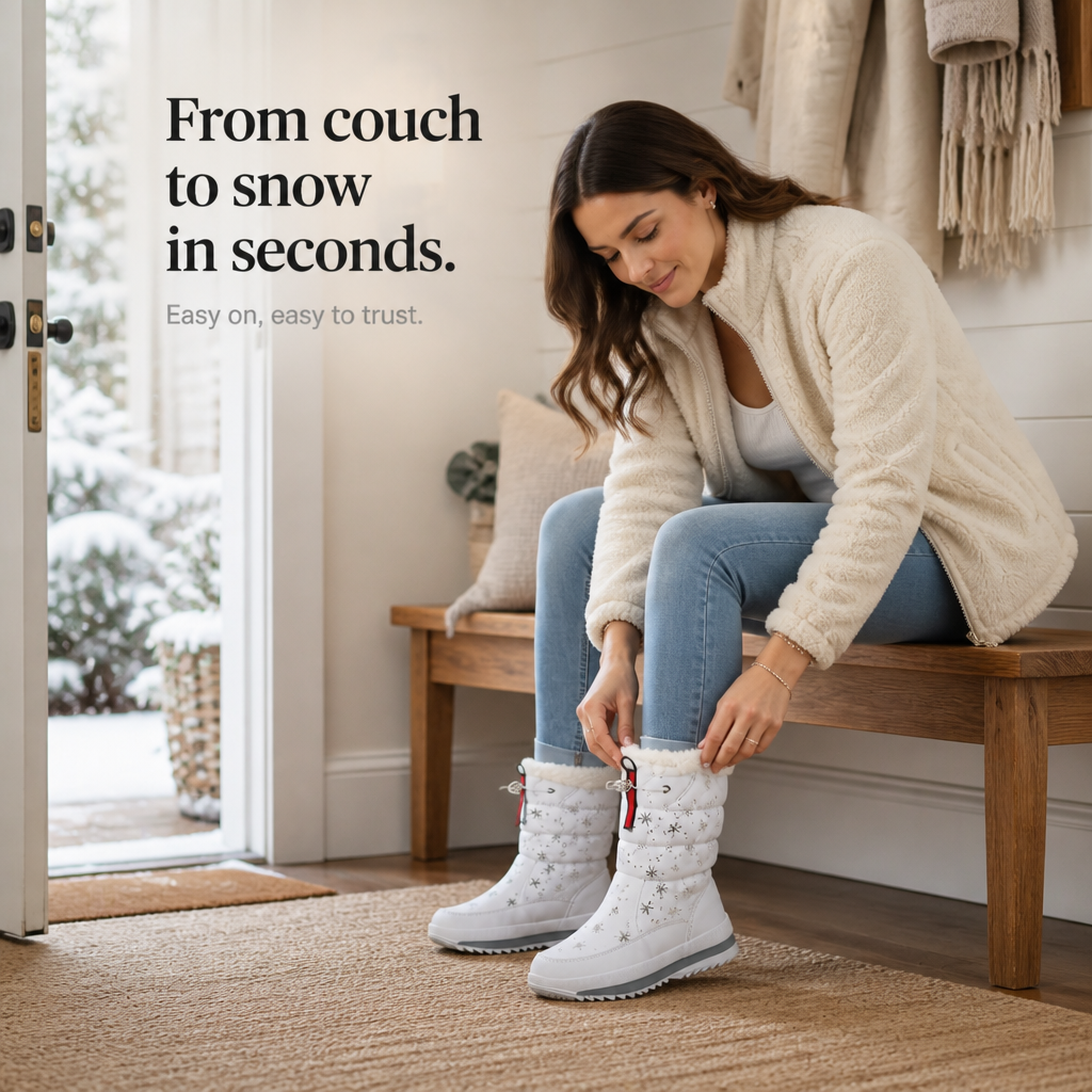 Women's Snowflake Print Plush-Lined Winter Boots