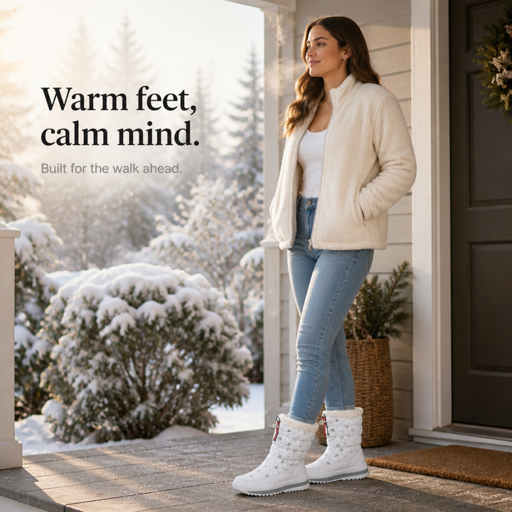 Women's Snowflake Print Plush-Lined Winter Boots