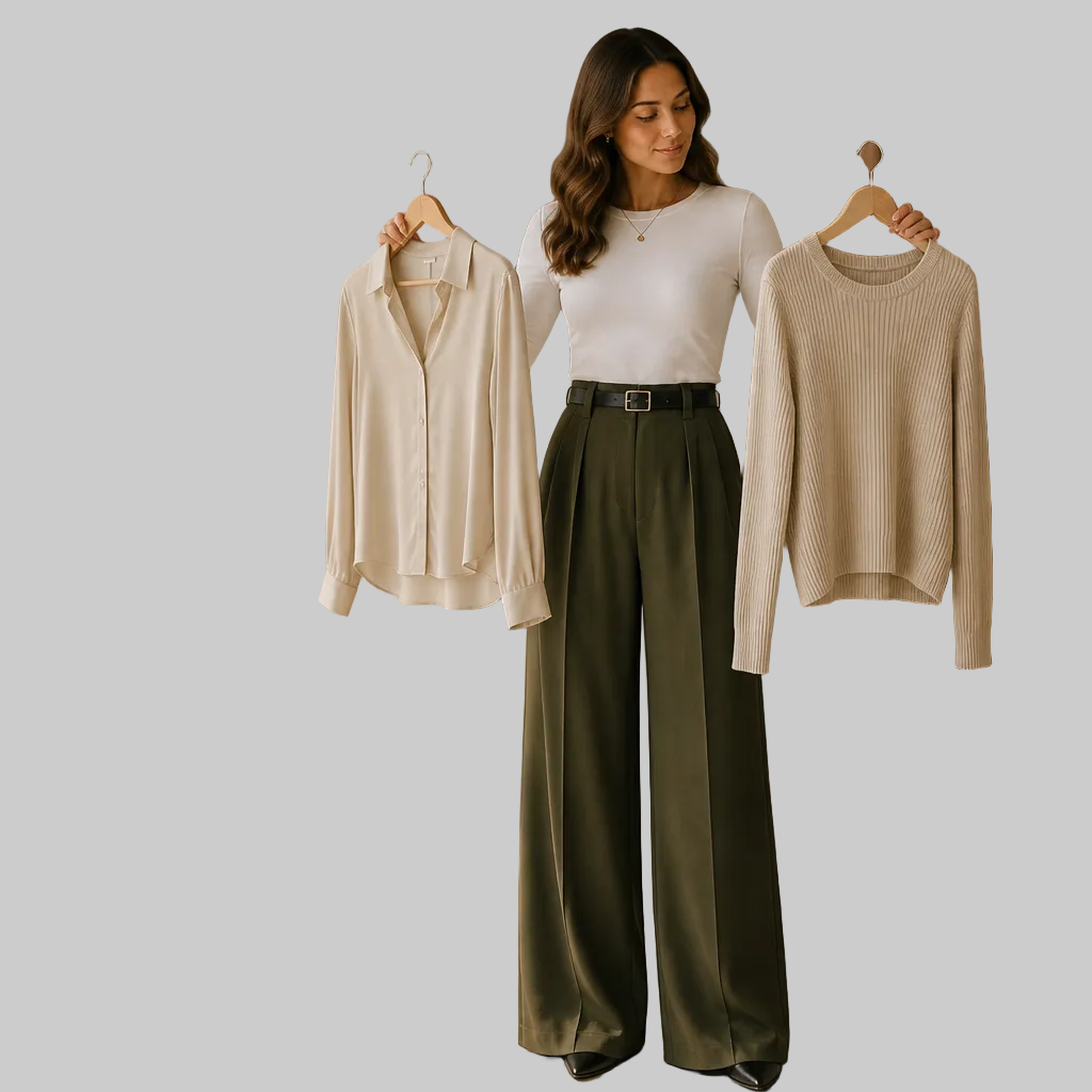 Pleated High-Waisted Wide-Leg Trousers