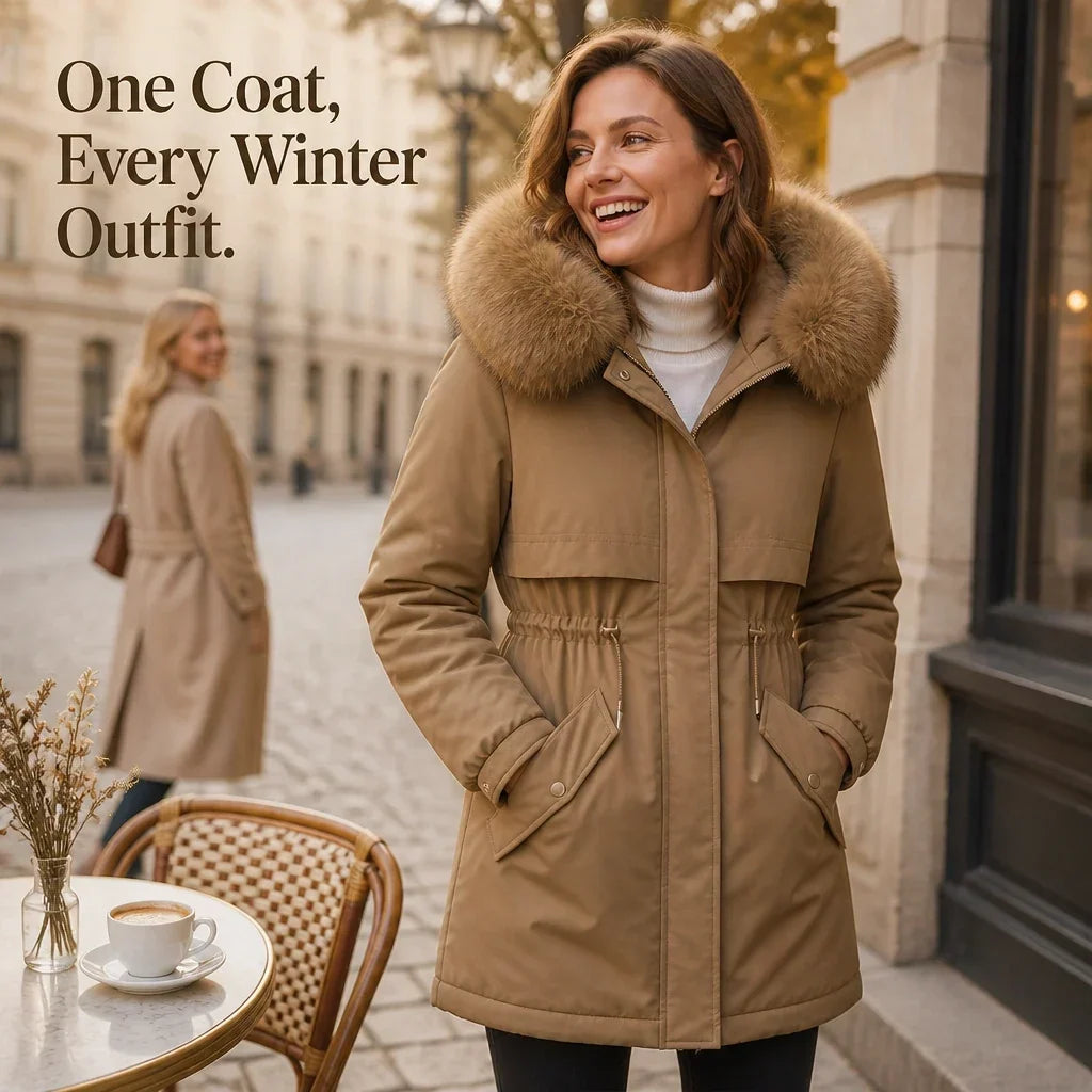 Women's Plush-Lined Hooded Mid-Length Parka