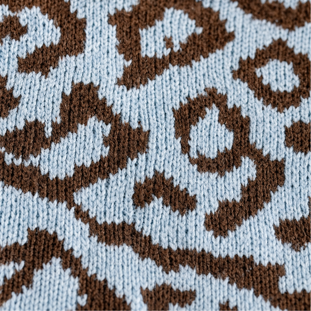 Oversized Leopard-Print Hooded Knit Jumper