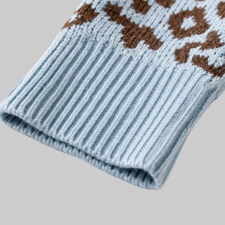 Oversized Leopard-Print Hooded Knit Jumper