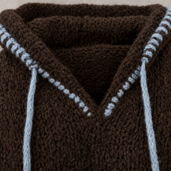 Women's Contrast-Trim Hooded Knit Sweater Dress