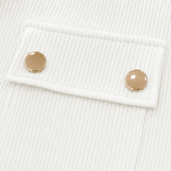 Ribbed Half-Zip Notched-Collar Knit Top