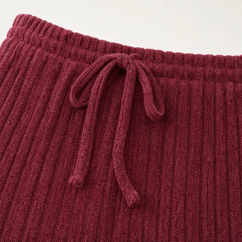 Women's Ribbed Knit Drop-Shoulder Jumper and Wide-Leg Trouser Set