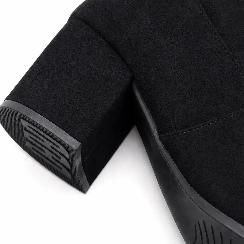 Women's Stretch Suede Block Heel Over-the-Knee Boots