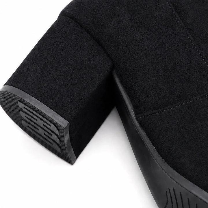 Women's Stretch Suede Block Heel Over-the-Knee Boots