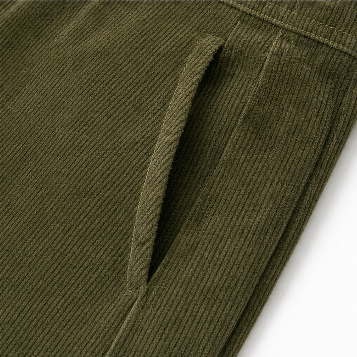 Women's Corduroy Asymmetrical Button-Front Pleated Wide-Leg Trousers