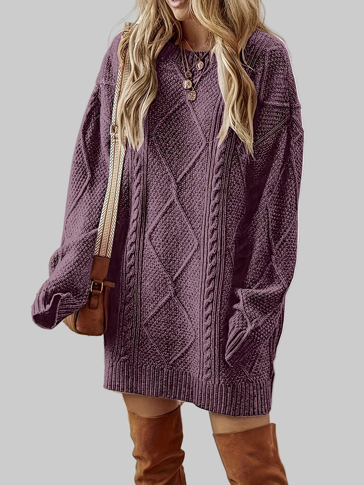 Cable Knit Long Sleeve Jumper Dress