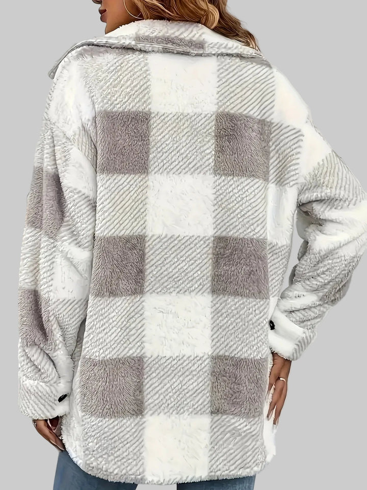 Checked Button-Front Jacket