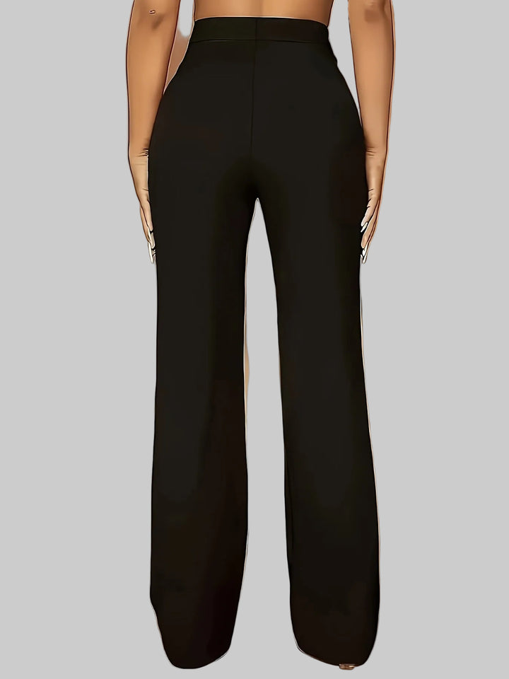 Women's Relaxed V-Neck Striped Trousers Set