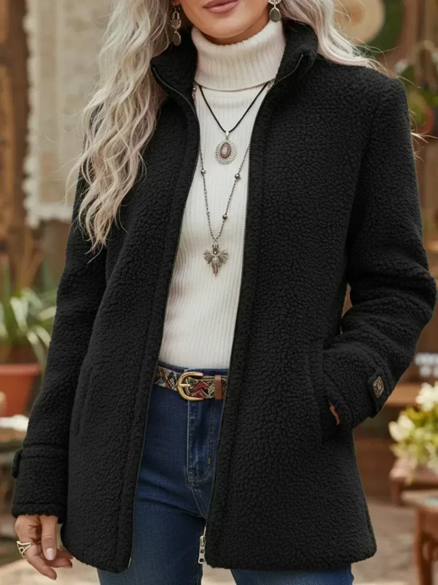 Women’s Textured Fleece Zip-Up Jacket