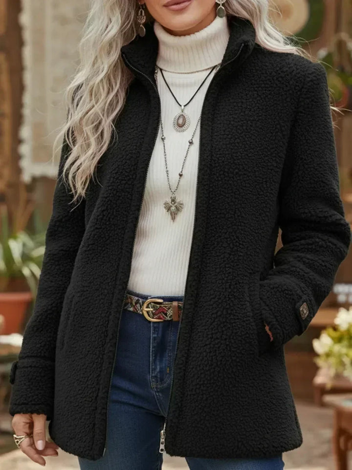 Women’s Textured Fleece Zip-Up Jacket