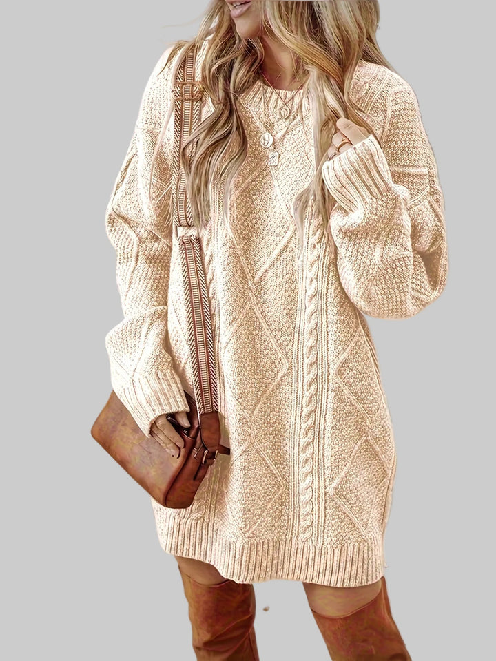 Cable Knit Long Sleeve Jumper Dress