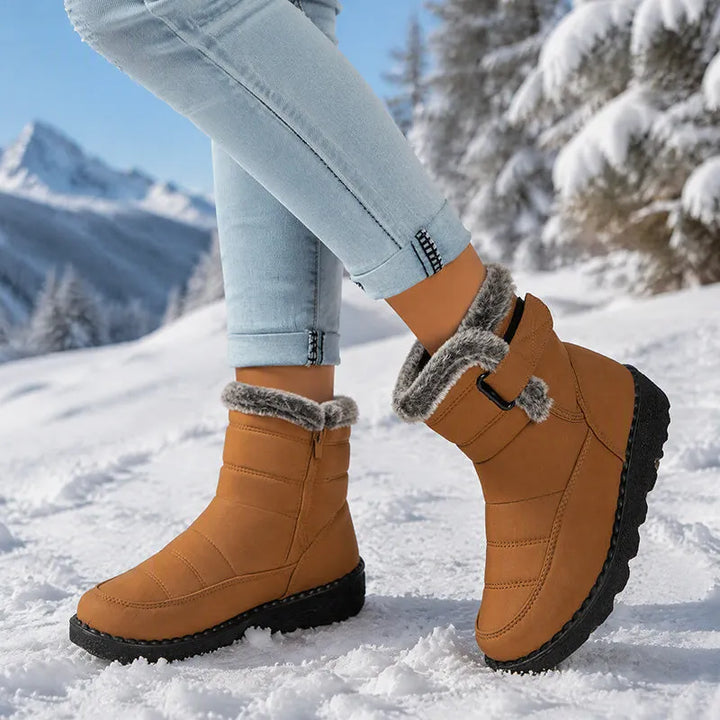 Women's Plush-Lined Faux Fur Trim Winter Ankle Boots