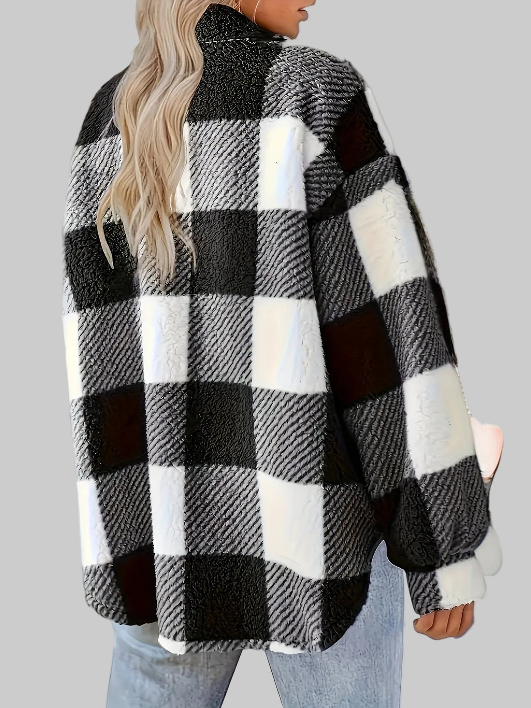 Checked Button-Front Jacket