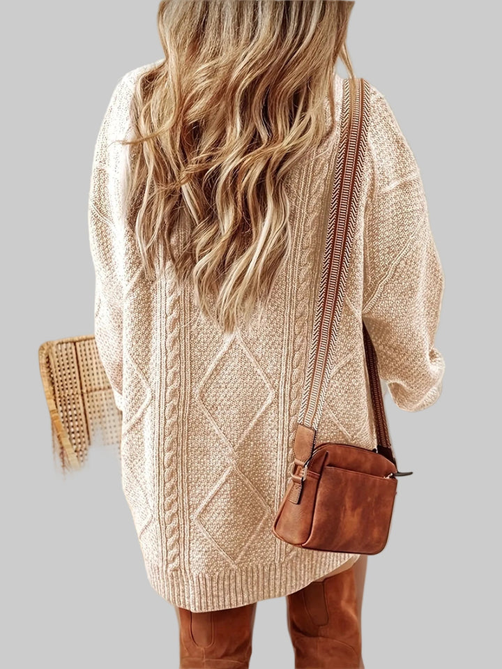 Cable Knit Long Sleeve Jumper Dress