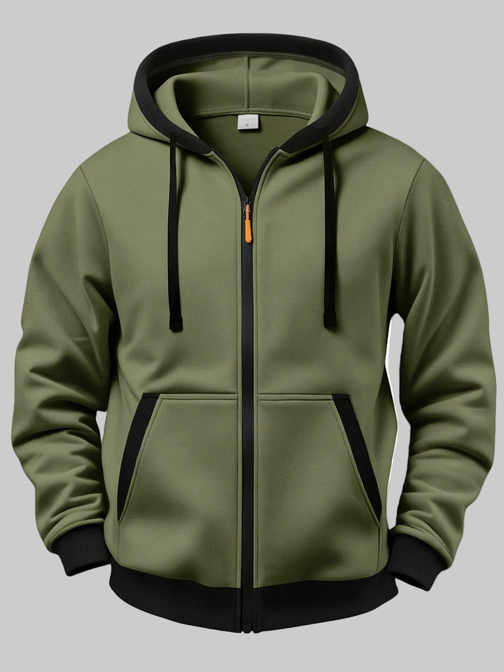 Relaxed Fit Hooded Zip-Up Winter Jumper