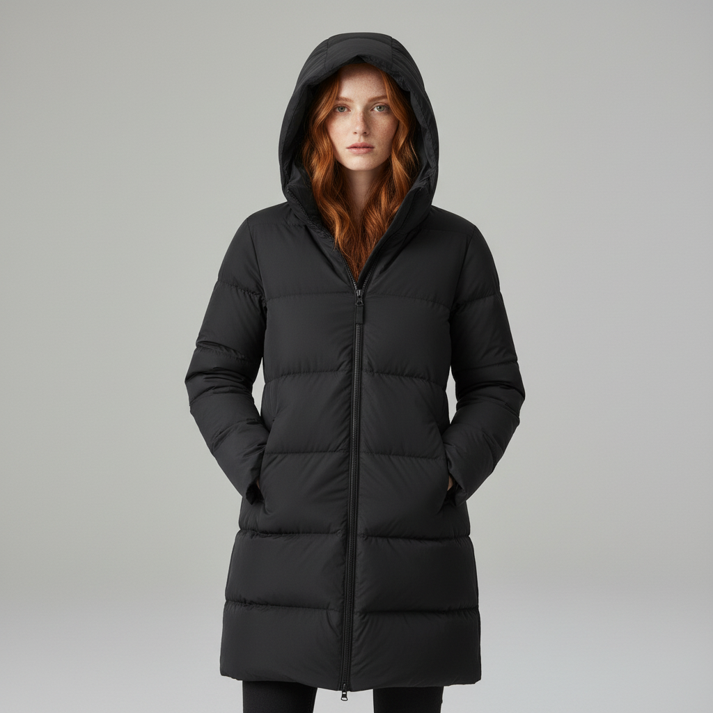 Women's Hooded Down Mid-Length Puffer Coat