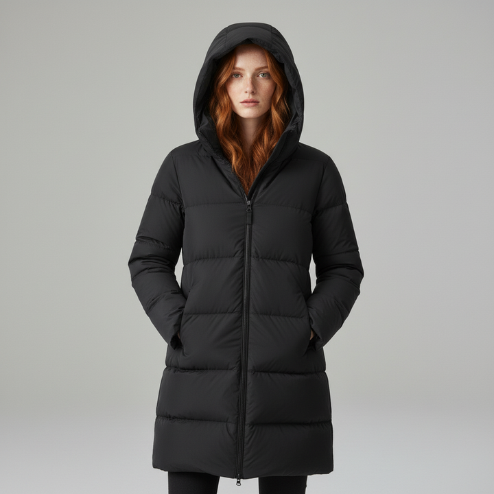 Women's Hooded Down Mid-Length Puffer Coat