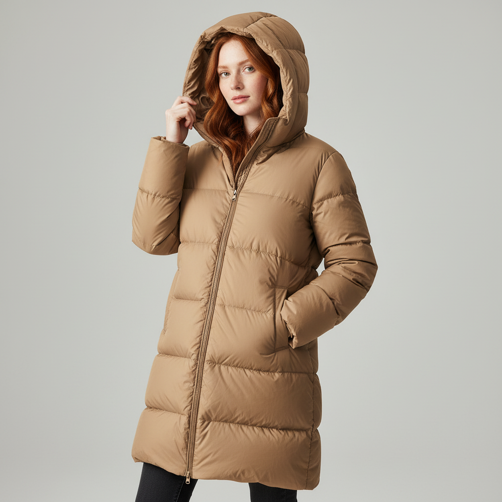 Women's Hooded Down Mid-Length Puffer Coat
