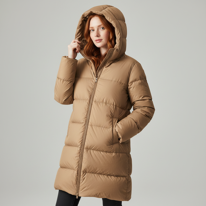 Women's Hooded Down Mid-Length Puffer Coat