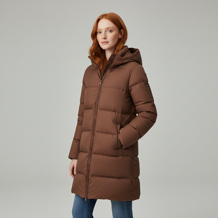 Women's Hooded Down Mid-Length Puffer Coat