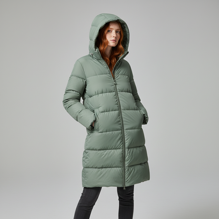 Women's Hooded Down Mid-Length Puffer Coat