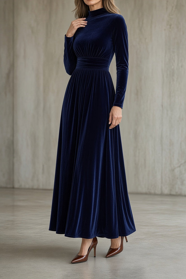 Women's Velvet Ruched Waist Maxi Dress