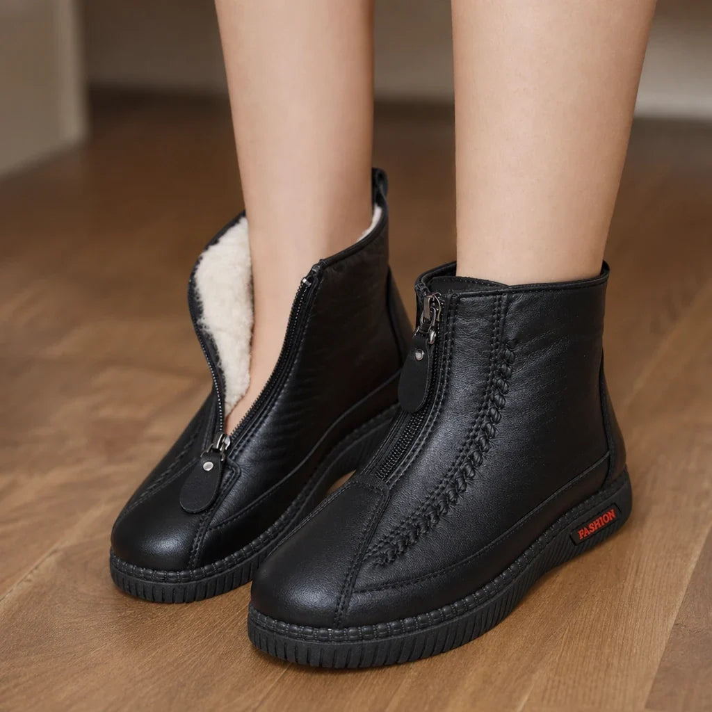 Women's Plush-Lined Zip-Up Ankle Boots