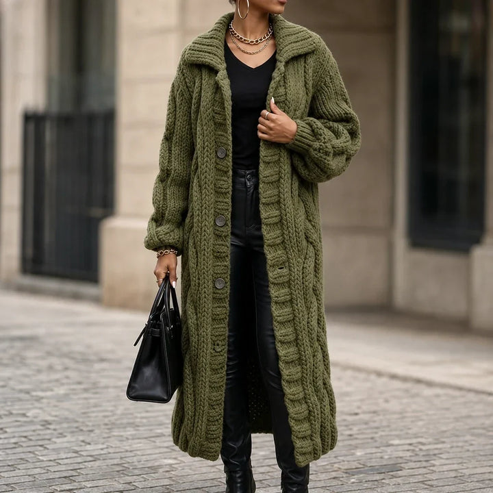 Women's Oversized Cable-Knit Longline Cardigan