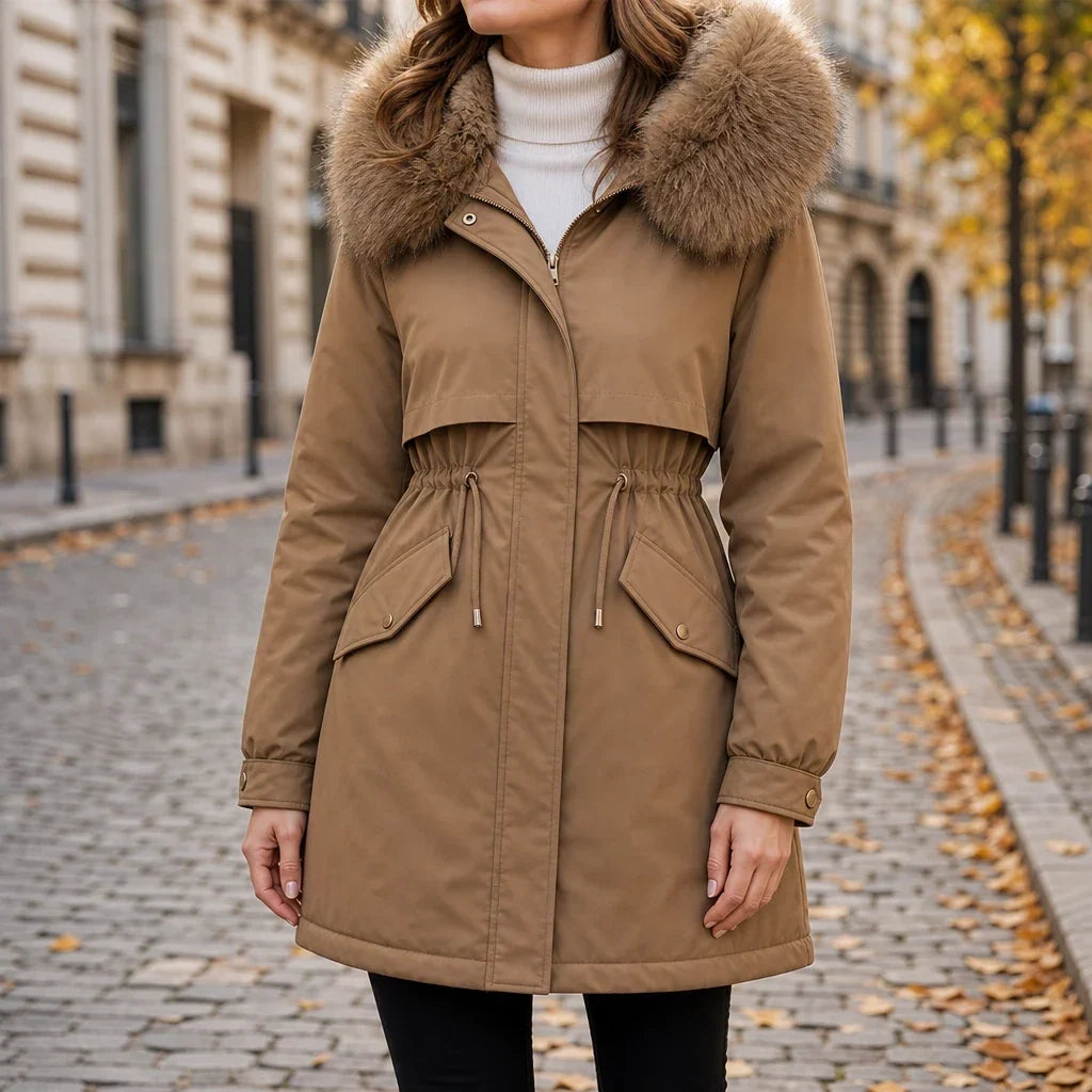 Women's Plush-Lined Hooded Mid-Length Parka