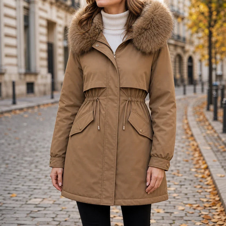 Women's Plush-Lined Hooded Mid-Length Parka