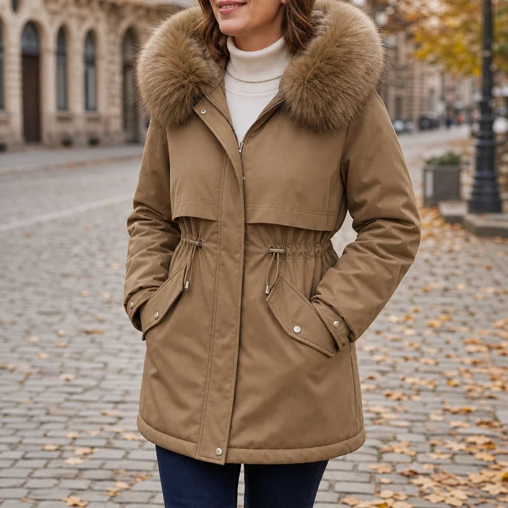 Women's Plush-Lined Hooded Mid-Length Parka