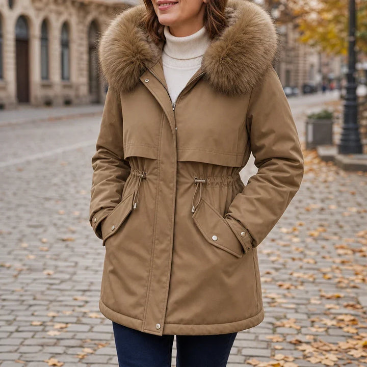 Women's Plush-Lined Hooded Mid-Length Parka