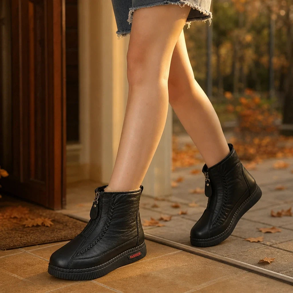 Women's Plush-Lined Zip-Up Ankle Boots