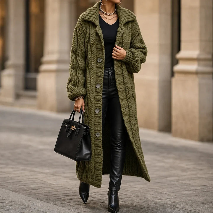 Women's Oversized Cable-Knit Longline Cardigan